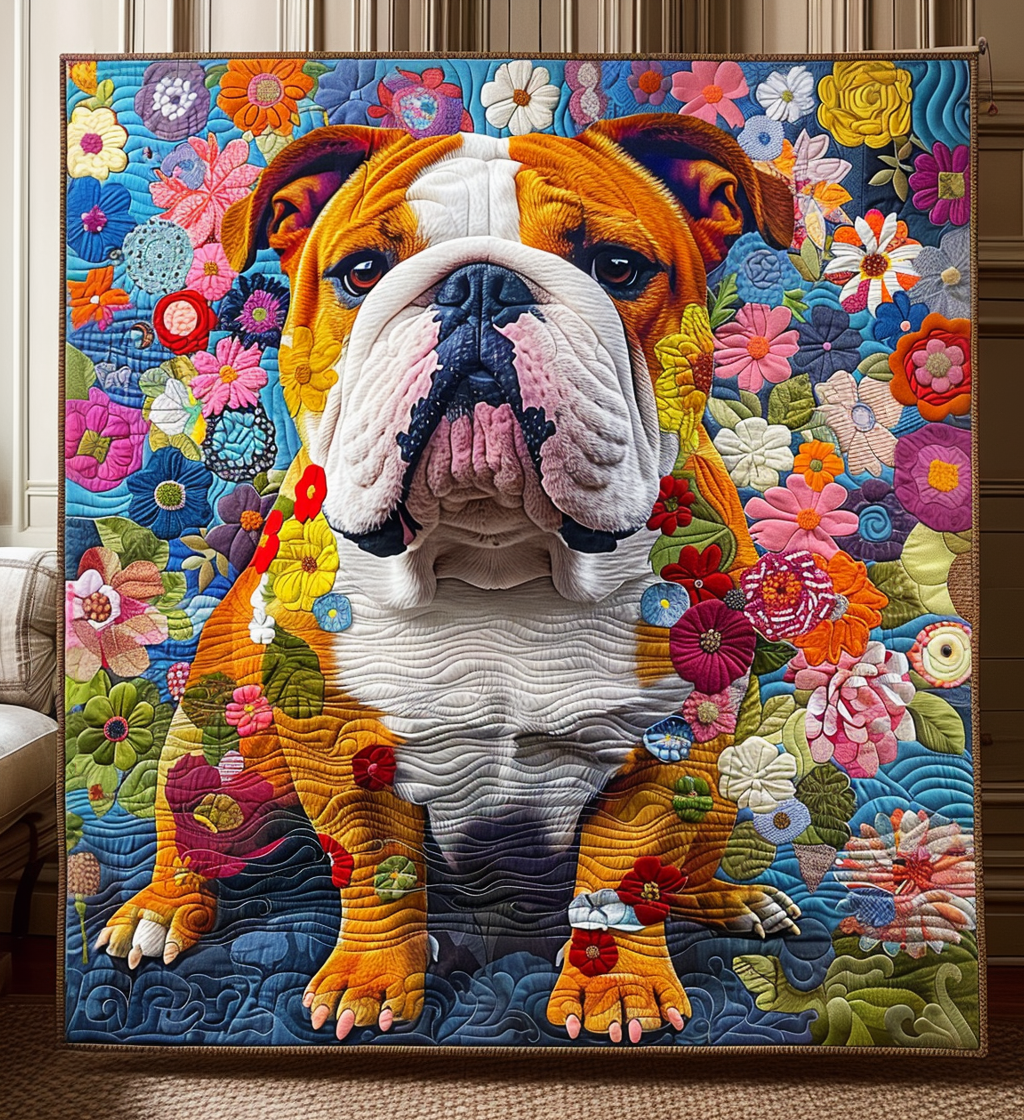 Bulldog Garden Quilted Blanket Presents For Dog Lovers
