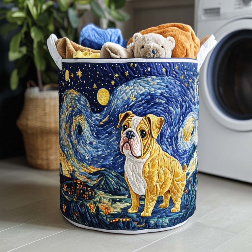 Bulldog Love Vibe Quilted Laundry Basket Anniversary Merch Gift