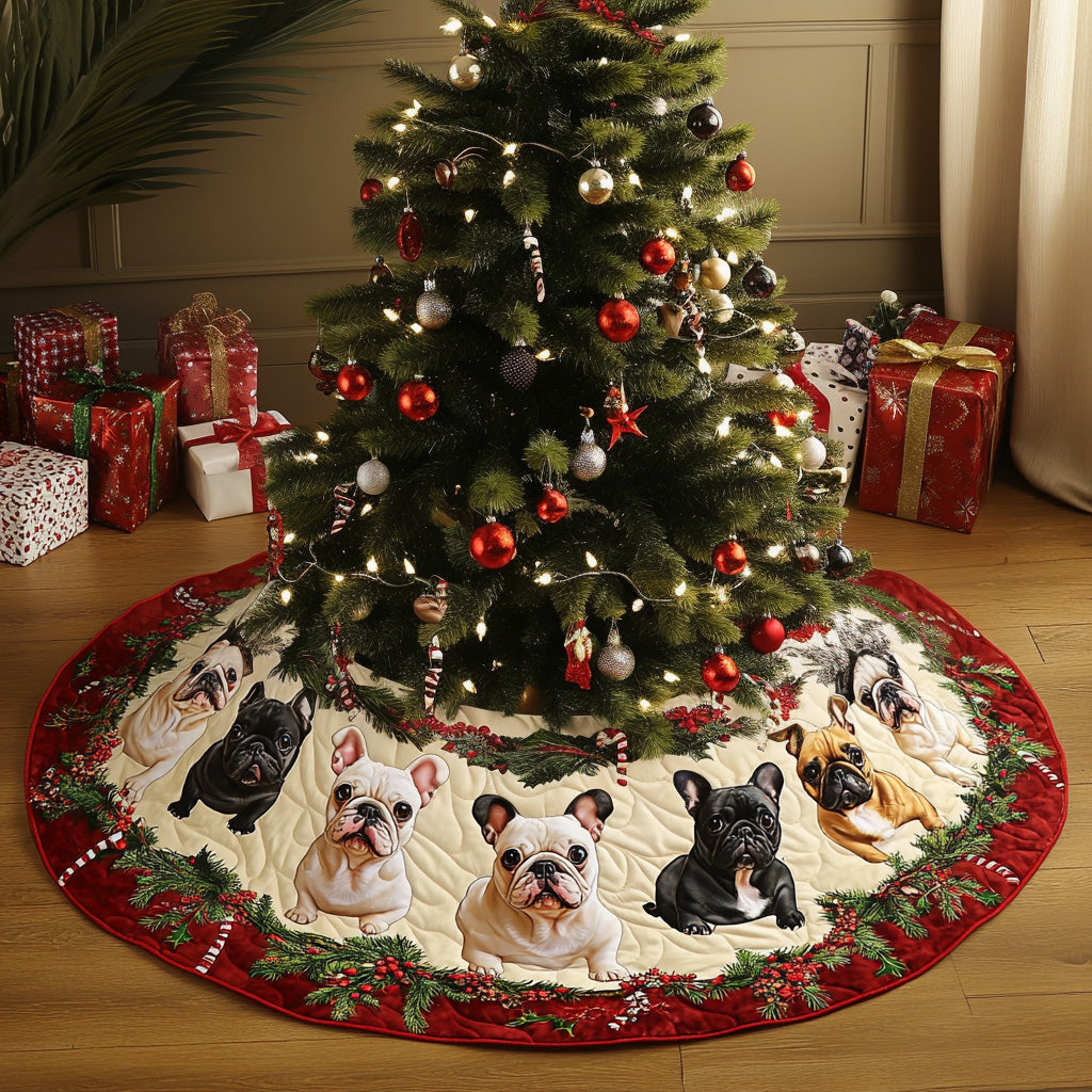 Bulldog Magic Quilted Christmas Tree Skirt Perfect Tree Skirt Gift for Mom or Grandma