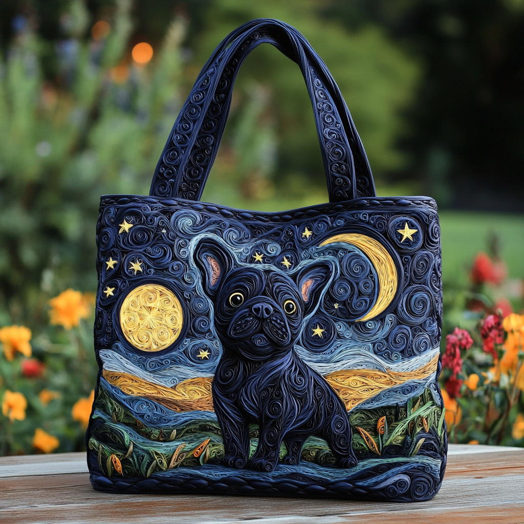 Bulldog Meadow Quilted Tote Bag Best Gifts For Pet Dog Lovers