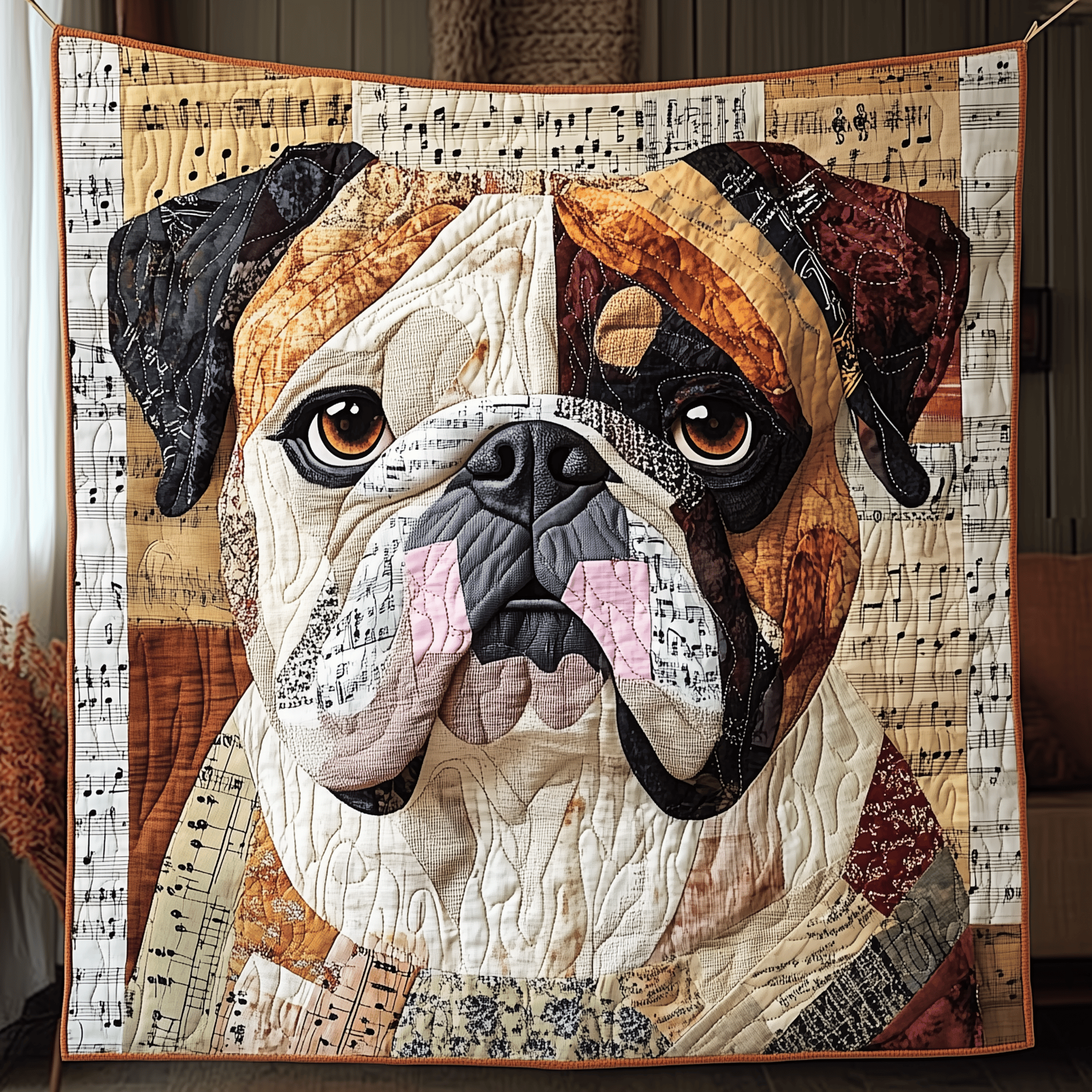 Bulldog Melody Quilted Blanket Christmas Quilted Blanket Christmas Gifts For Dog Owners