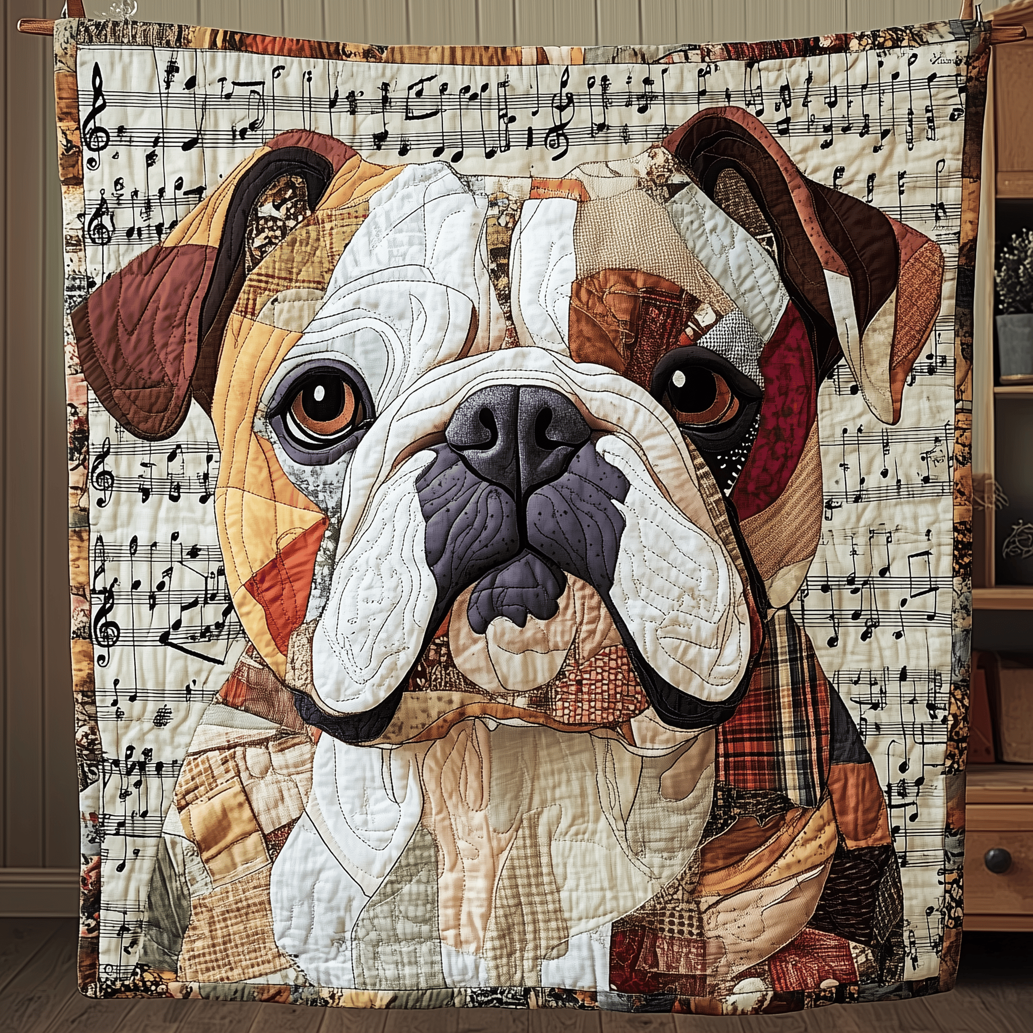 Bulldog Melody Quilted Blanket Christmas Throw Blanket Christmas Gifts For Grandparents