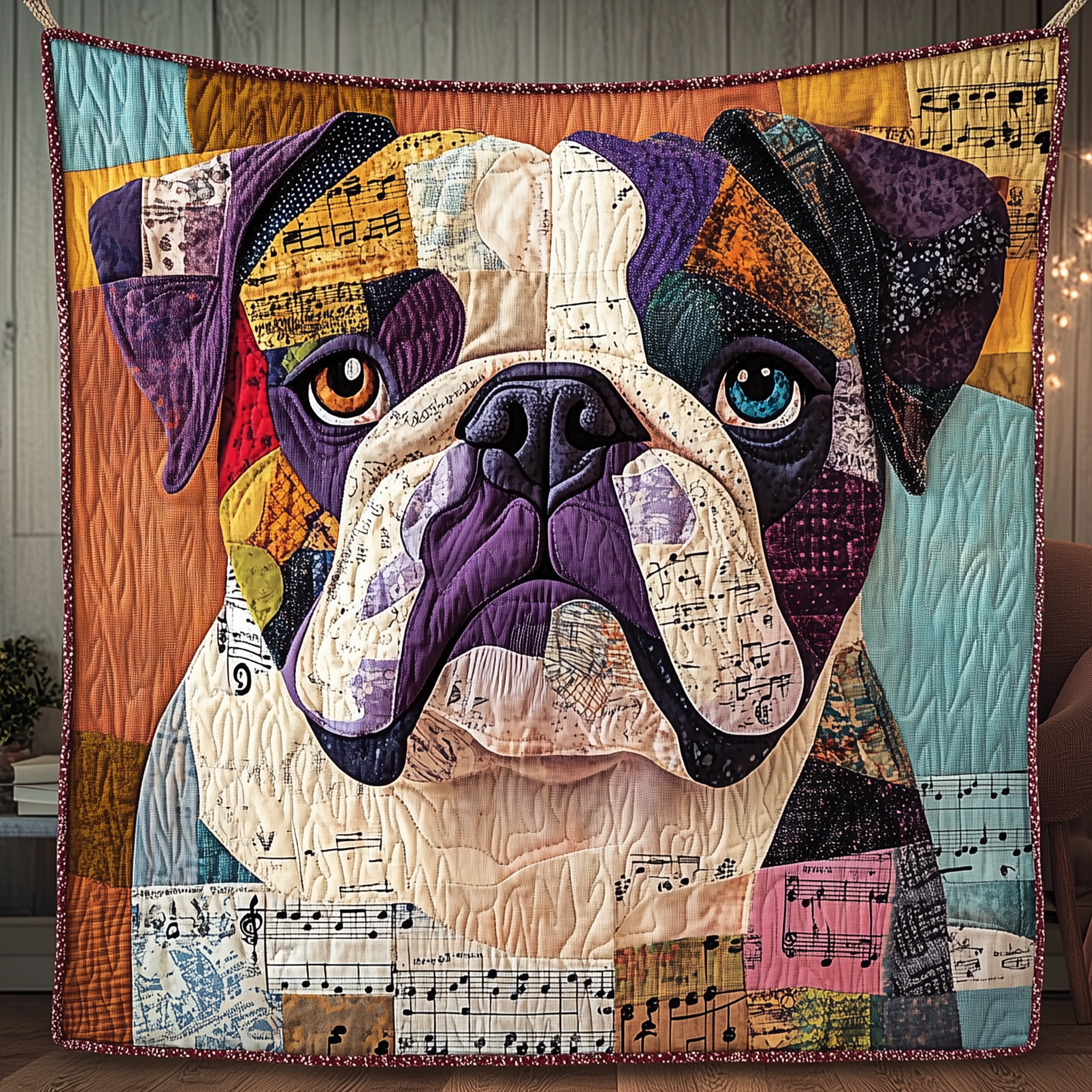 Bulldog Melody Quilted Blanket Christmas Throw Blanket Great Presents For Grandma