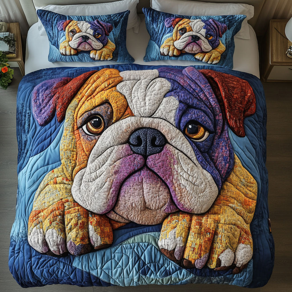 Bulldog Mosaic Muse Quited Bedding Set Modern Bedding Set to Upgrade Your Bedroom