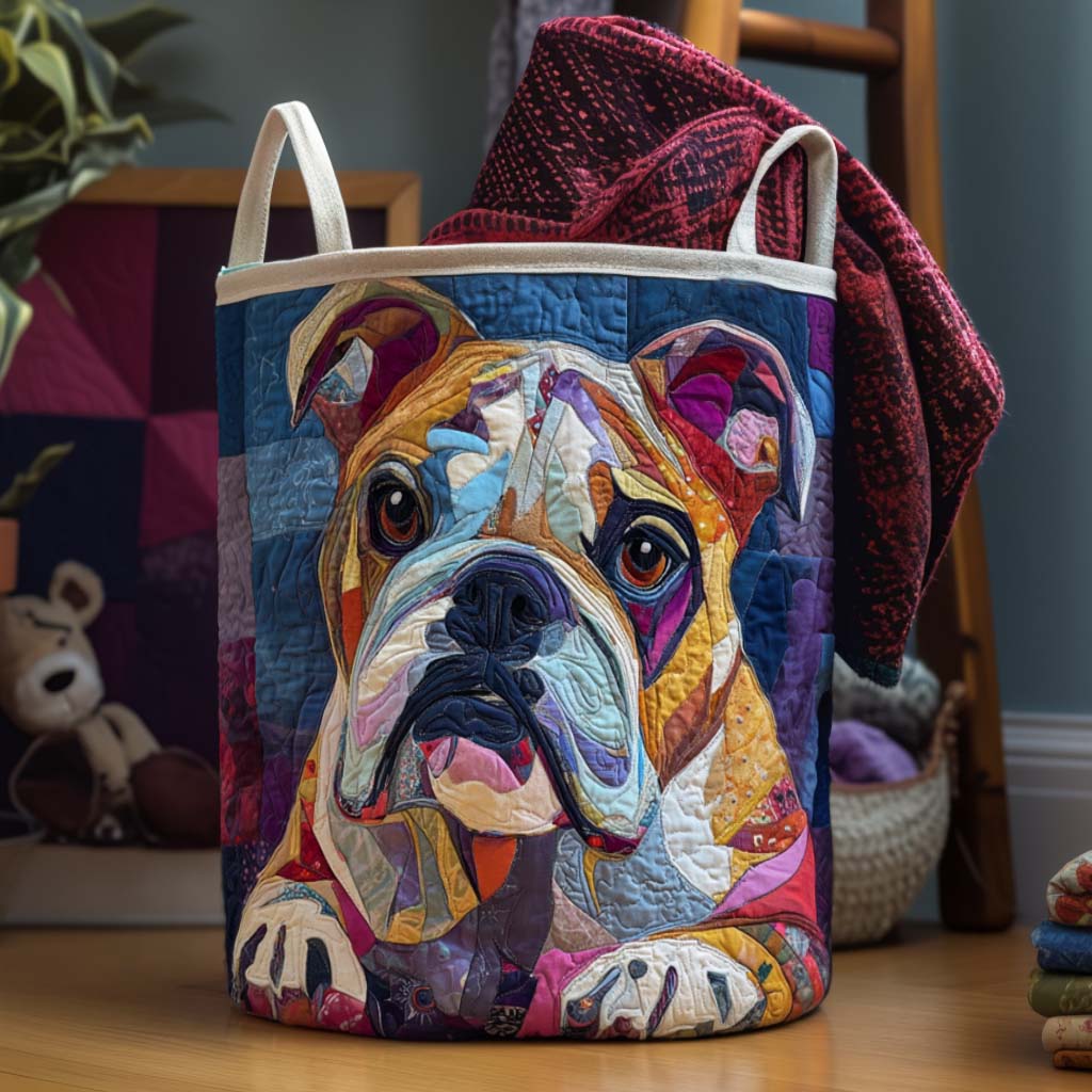 Bulldog Nap Spot Quilted Laundry Basket Perfect Gift For Apartment Living