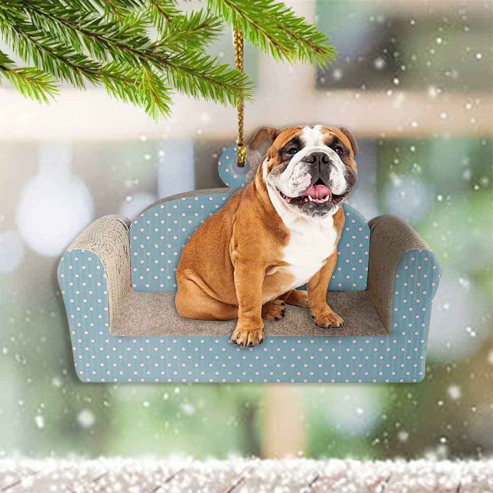 Bulldog On Sofa Ornament Cute Dog Xmas Tree Ornament Dog Christmas Decorations