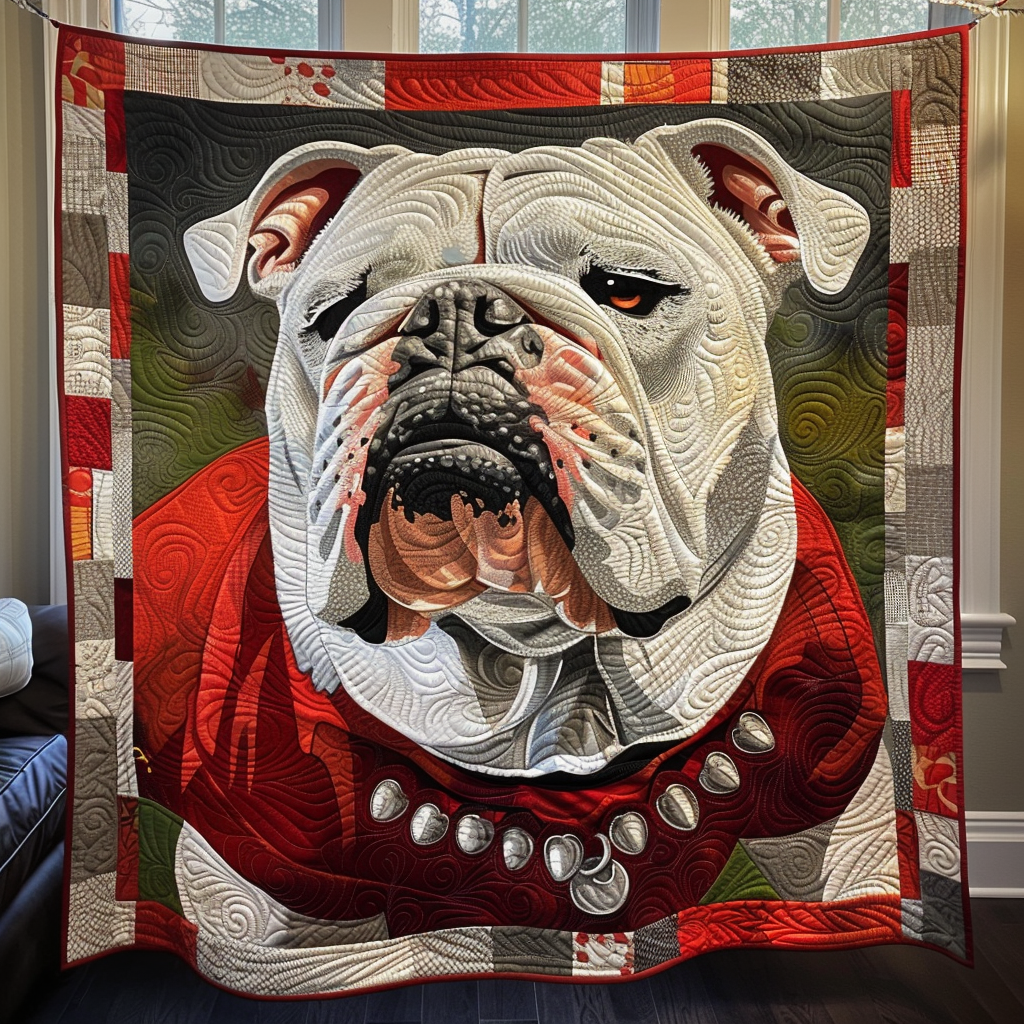 Bulldog Power Stance Quilted Blanket Presents For Dog Lovers