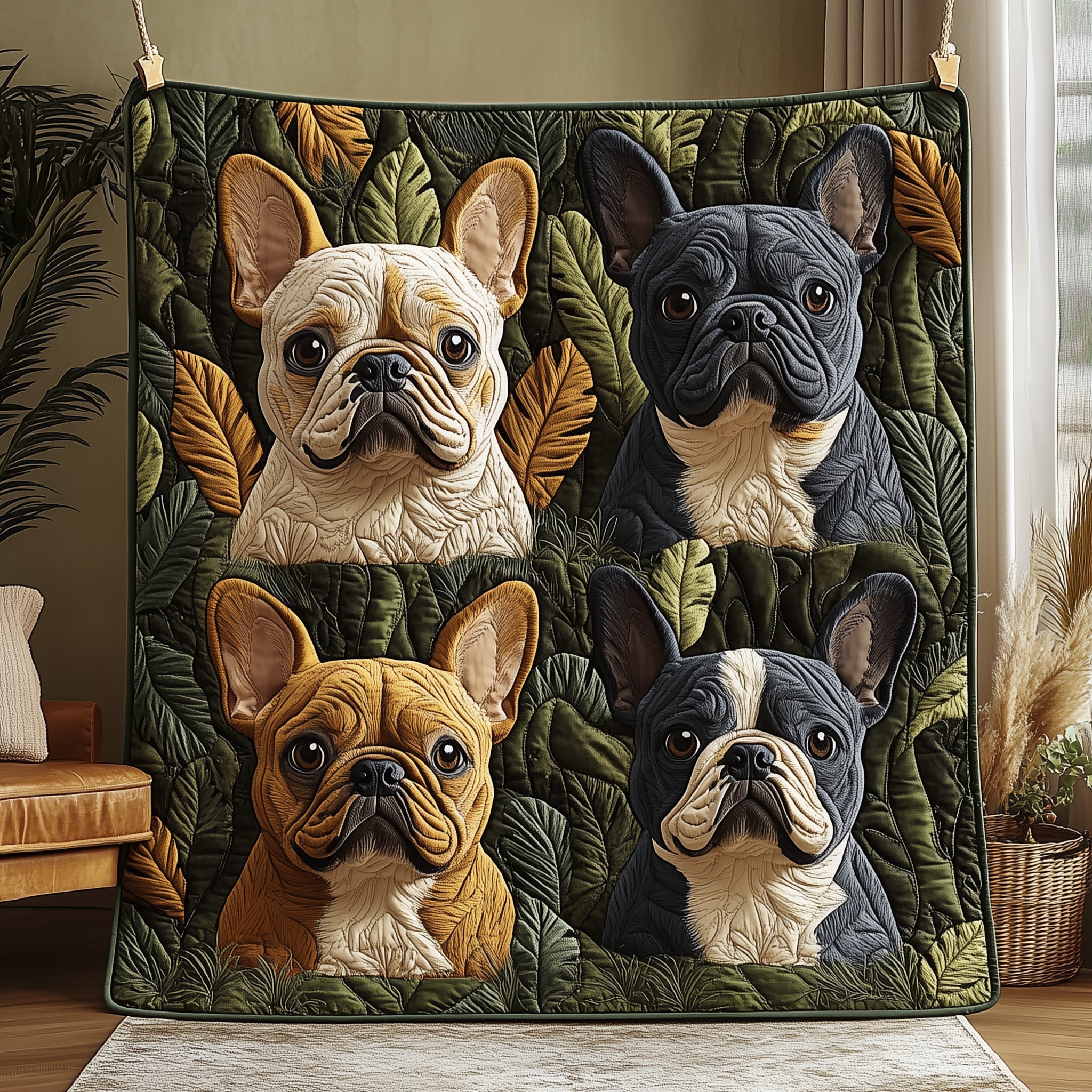 Bulldog Quilted Blanket Nice Throw BlanketBest Presents For Animal Lovers
