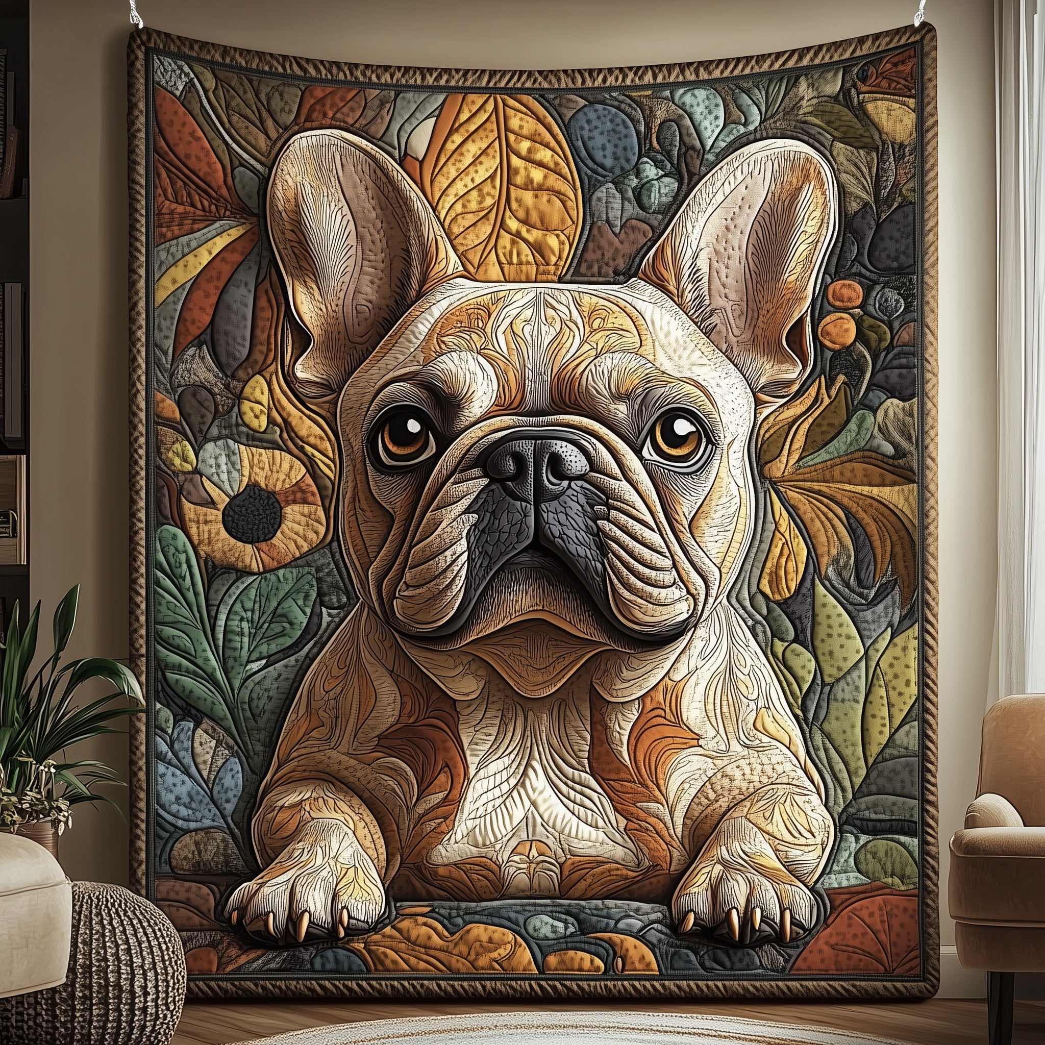 Bulldog Quilted Blanket Nice Throw BlanketChristmas Presents For Dog Owners