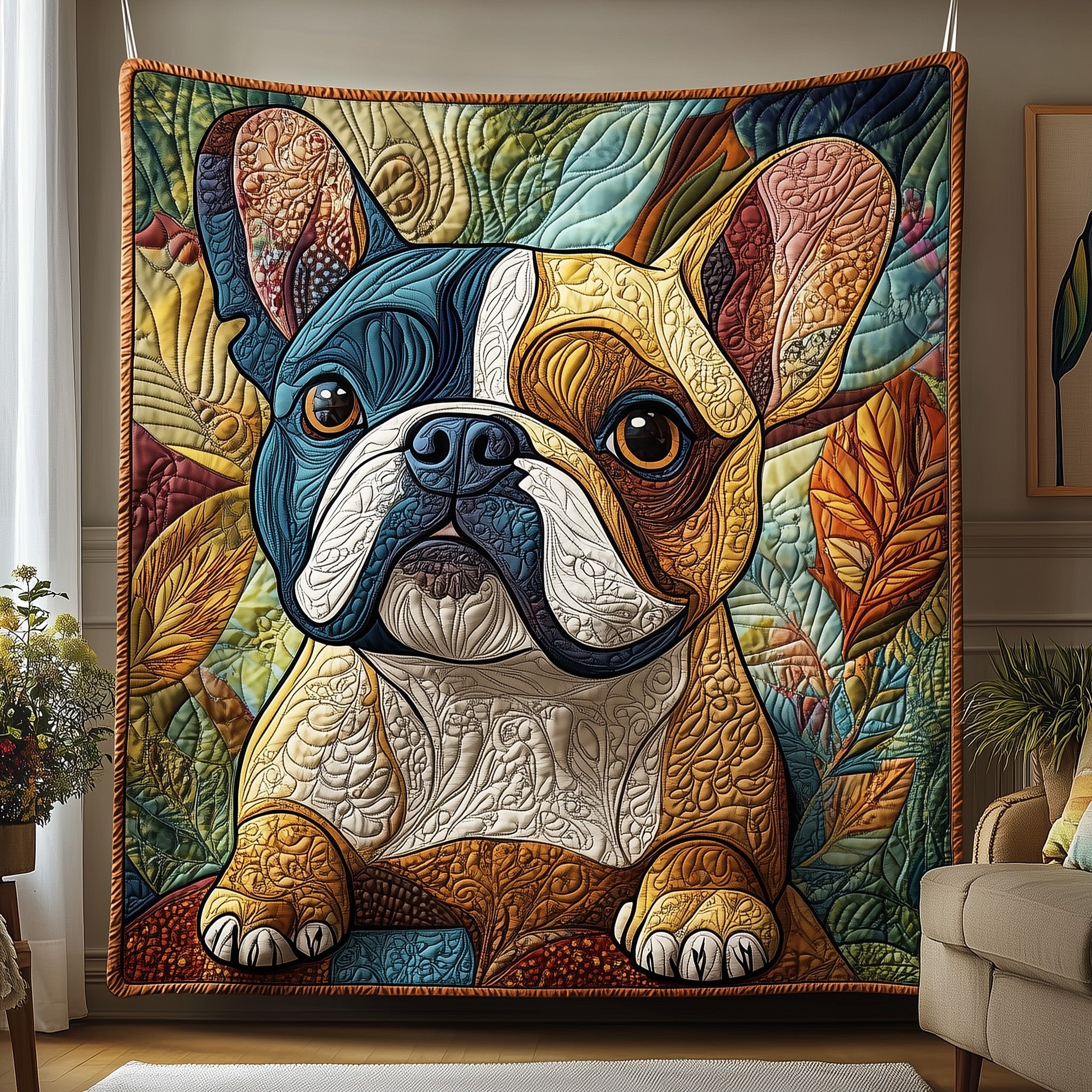 Bulldog Quilted Blanket Nice Throw BlanketDog Lover Gifts For Him Her