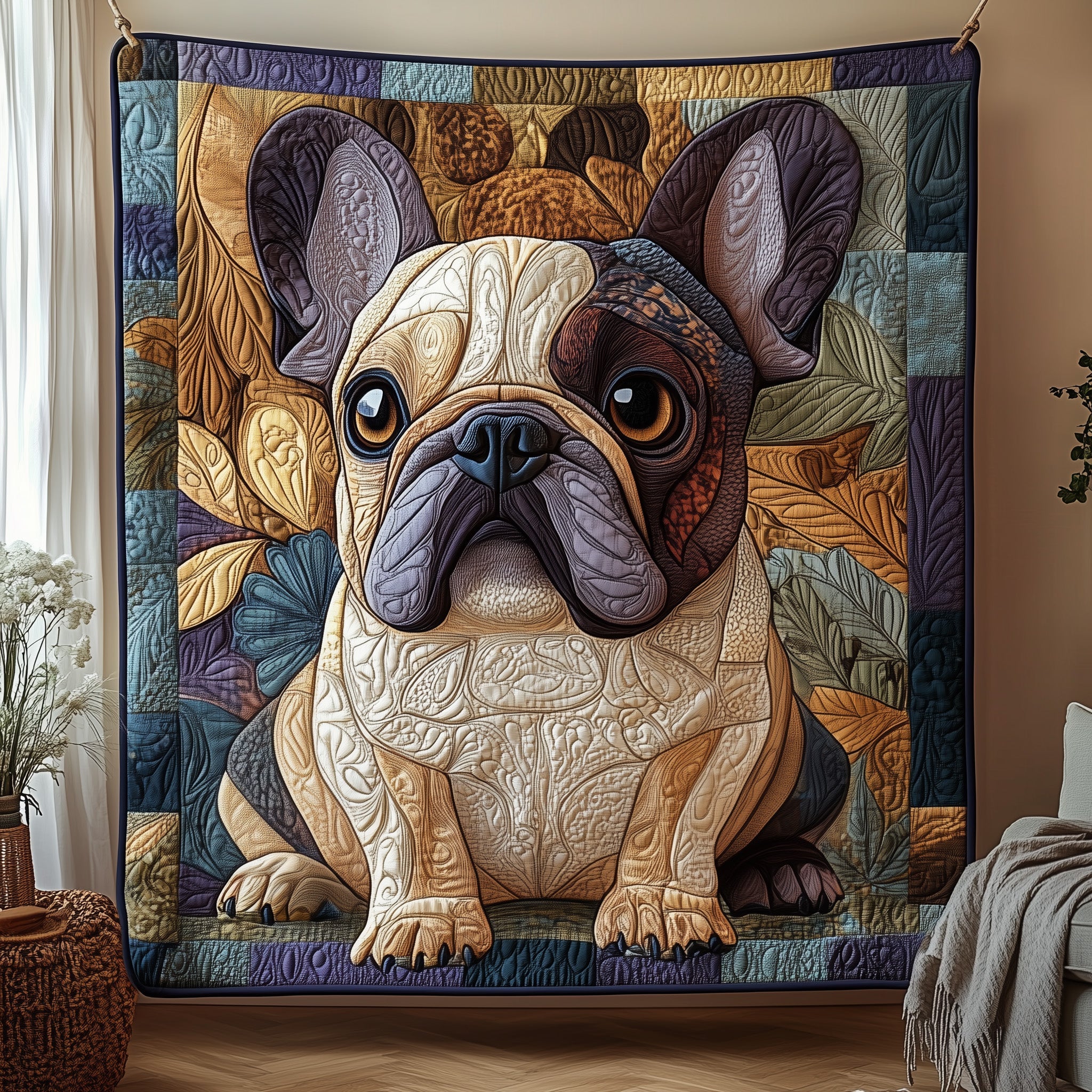 Bulldog Quilted Blanket Nice Throw BlanketDog Mom Merchandise