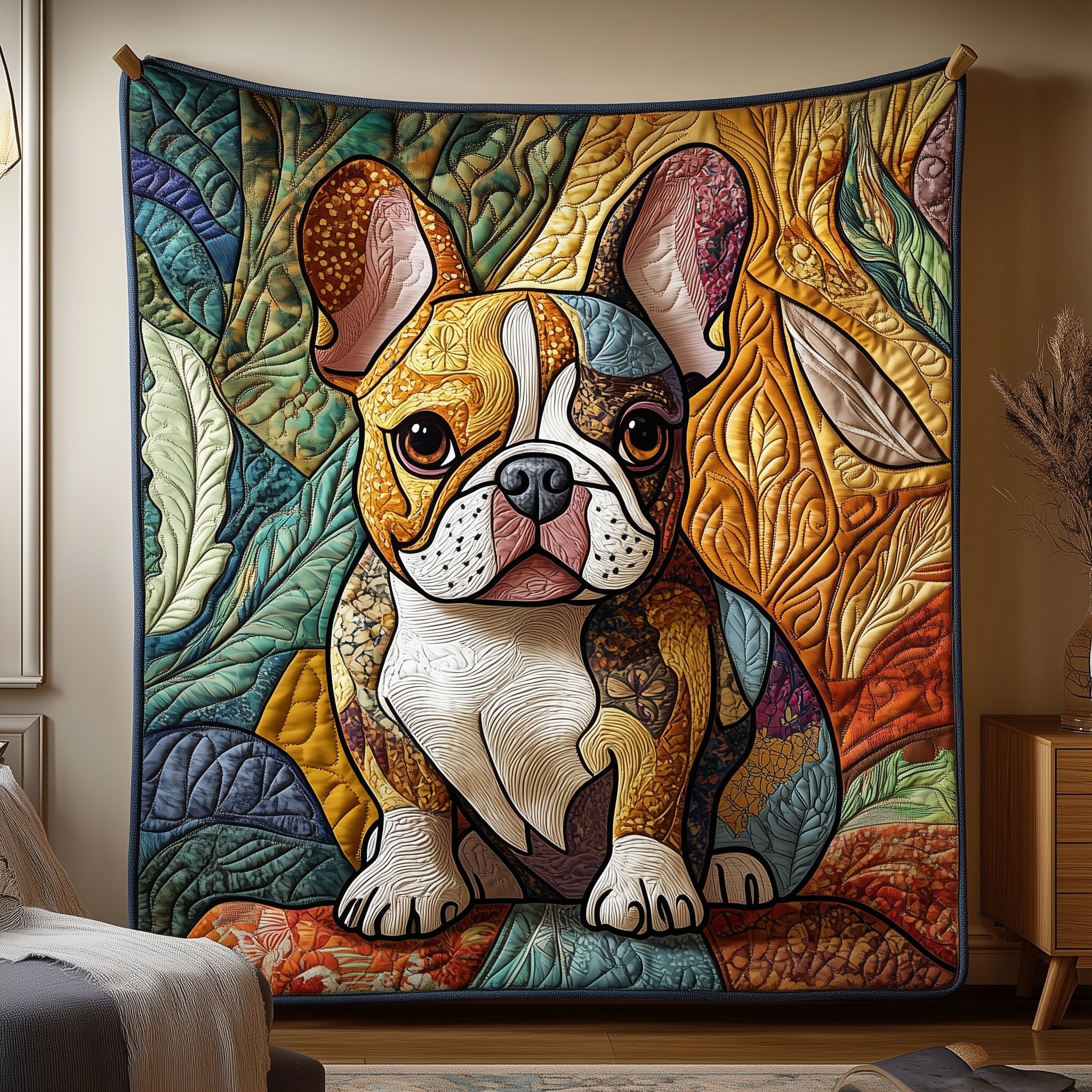 Bulldog Quilted Blanket Nice Throw BlanketGifts For Someone Who Loves Dogs