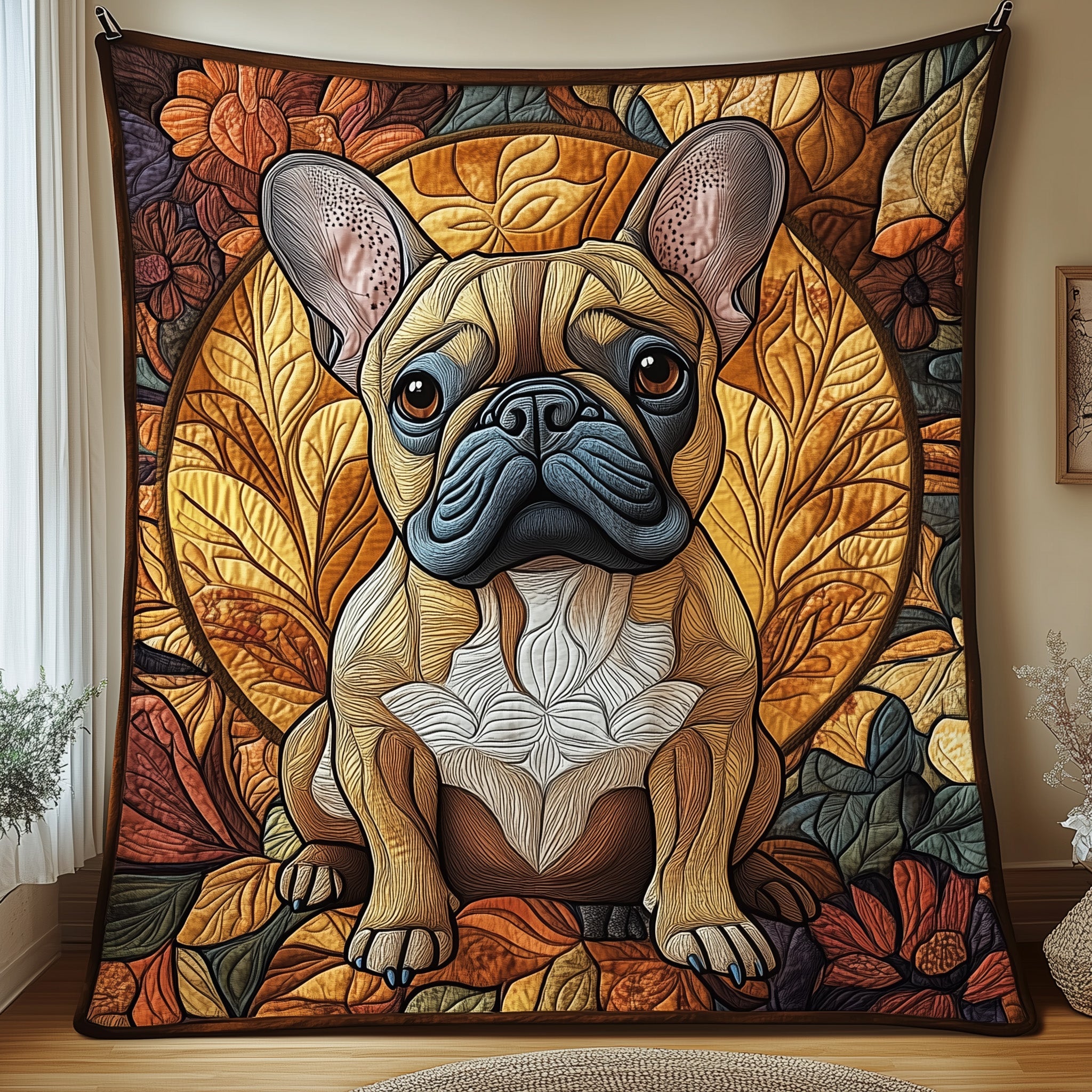 Bulldog Quilted Blanket Nice Throw BlanketGreat Gift For Dog Owners