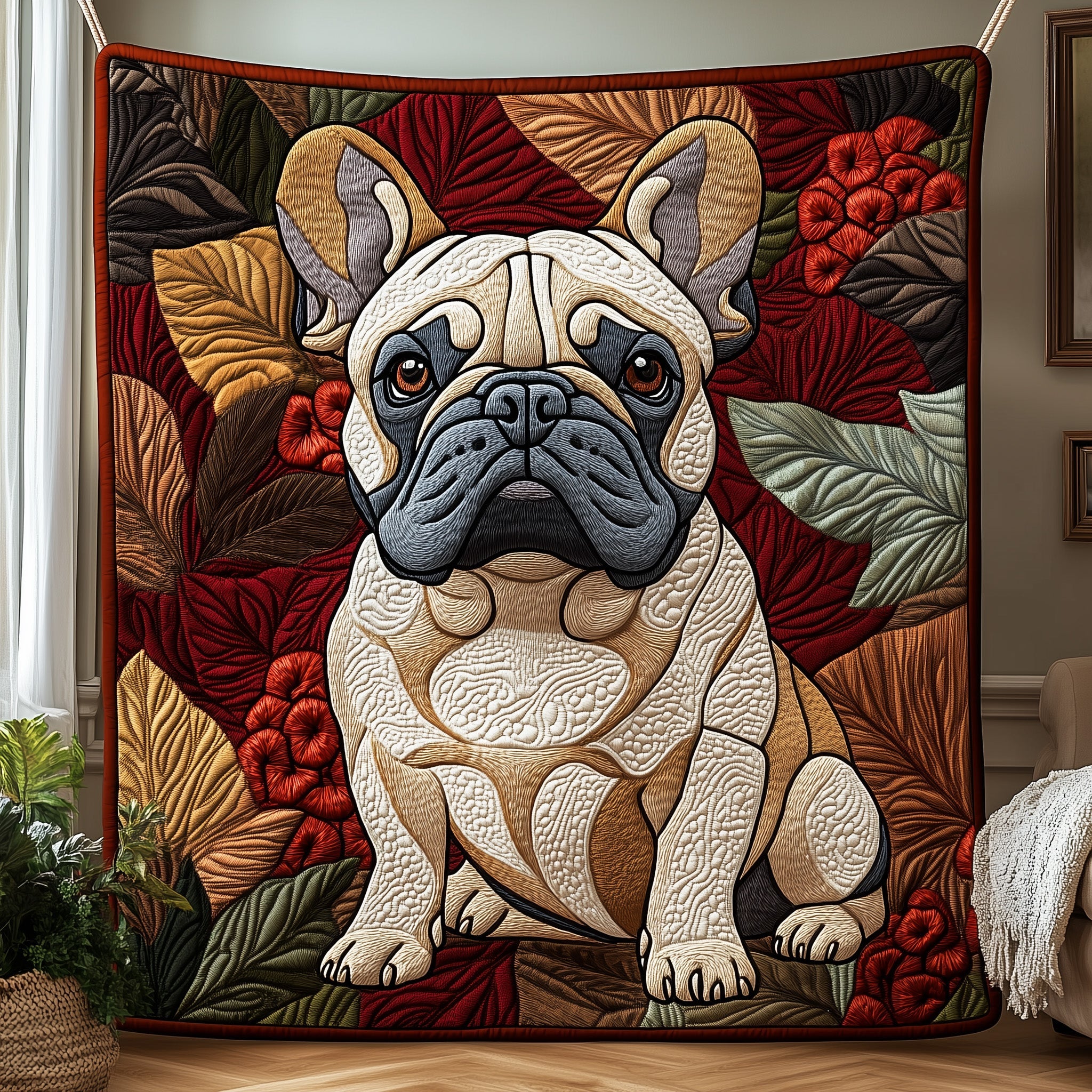 Bulldog Quilted Blanket Nice Throw BlanketGreat Gifts For Dog Owners