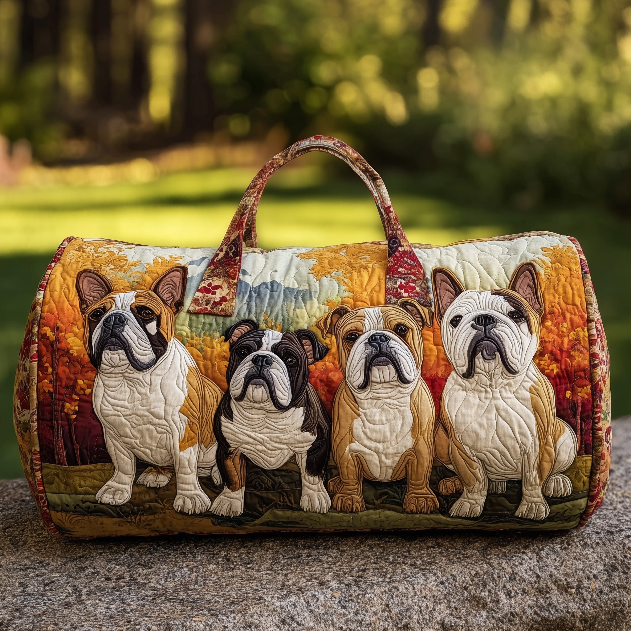 Bulldog Quilted Duffle Bag For School And Gym