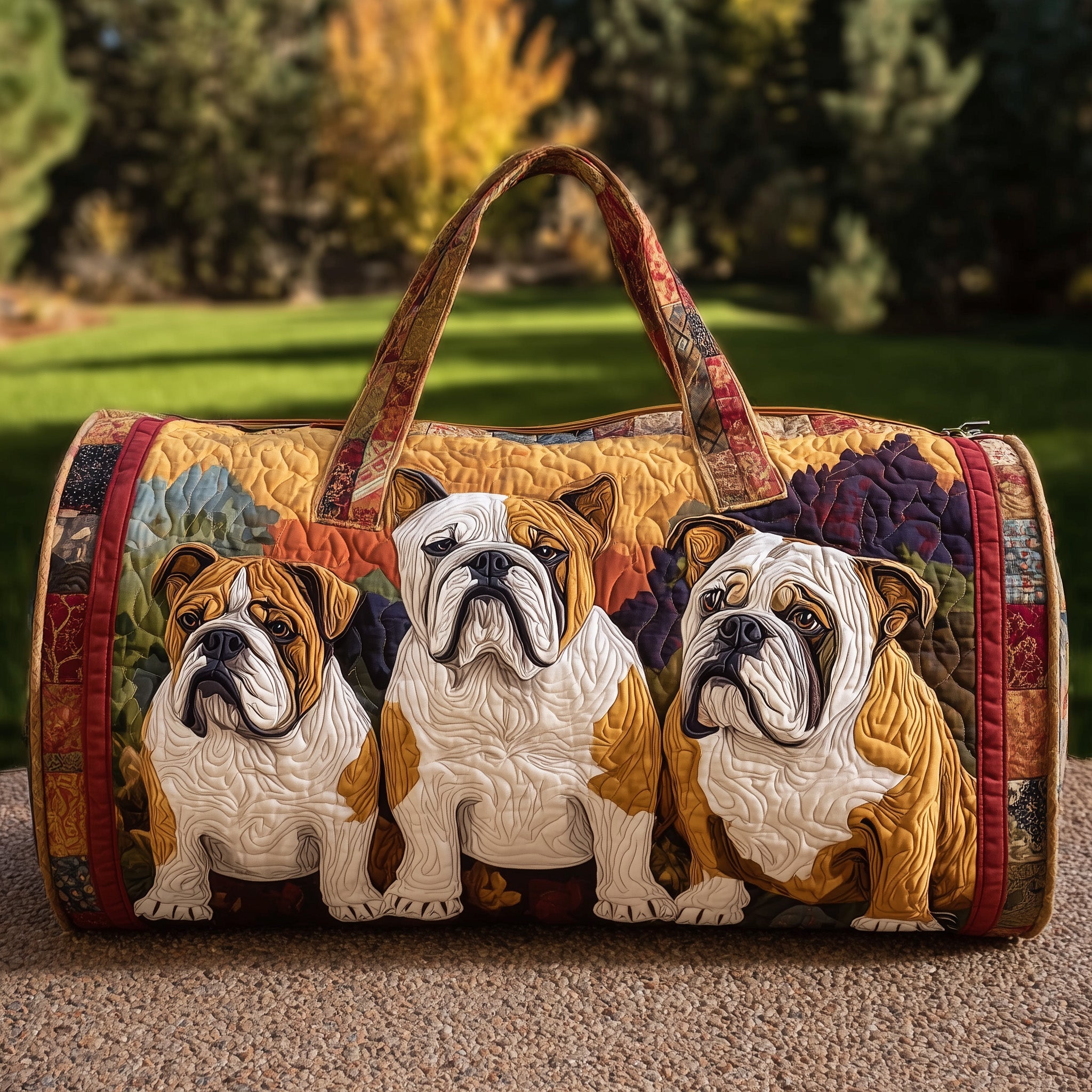 Bulldog Quilted Duffle Bag For Weekend Trips