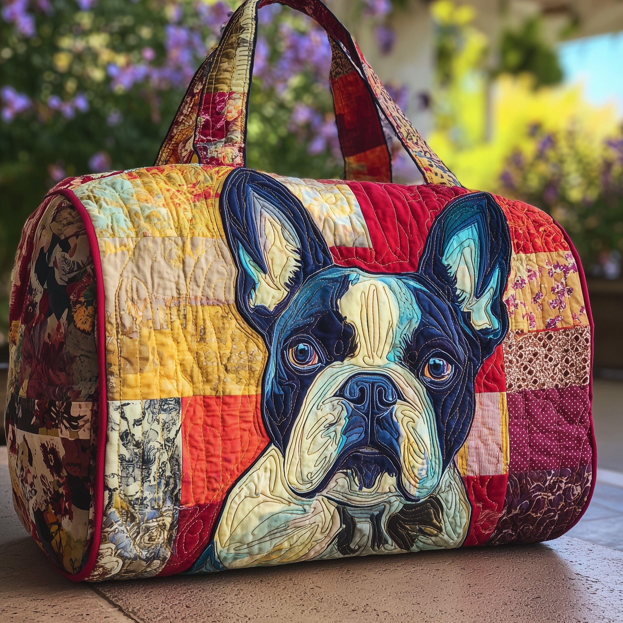 Bulldog Quilted Duffle Bag Gift For Family