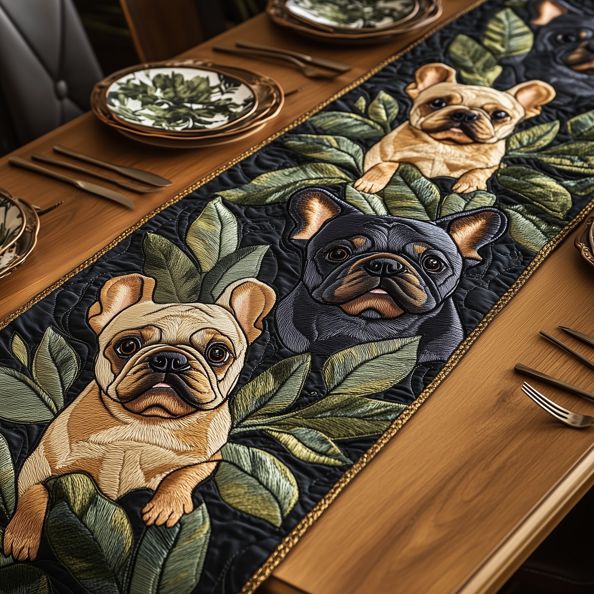 Bulldog Quilted Table Runner Table Runner for Holiday Gatherings
