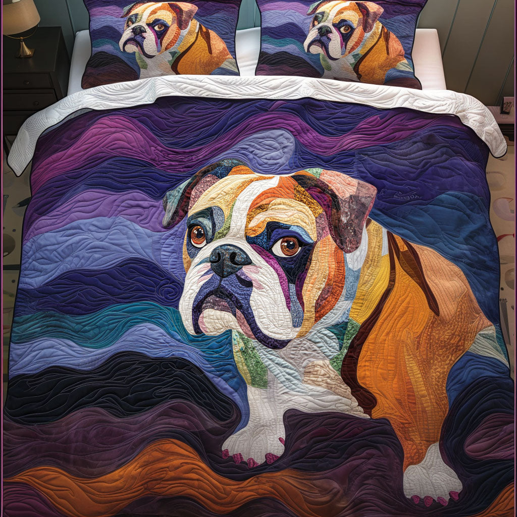 Bulldog Sanctuary Quilted Bedding Set Thoughtful Bedding Gift for Cozy Winter Nights