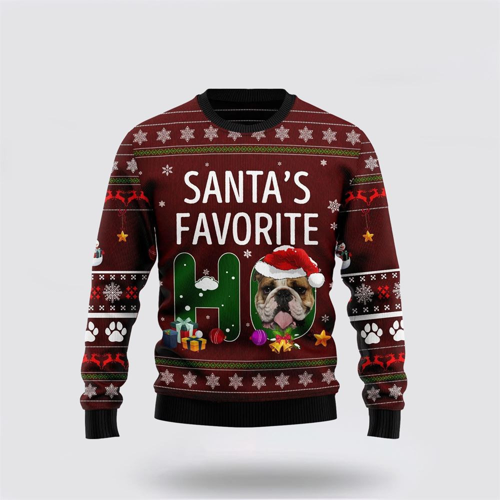 Bulldog Santa Favorite Ho Christmas Ugly Sweater Christmas Gift For Dog Love Christmas Gift Idea