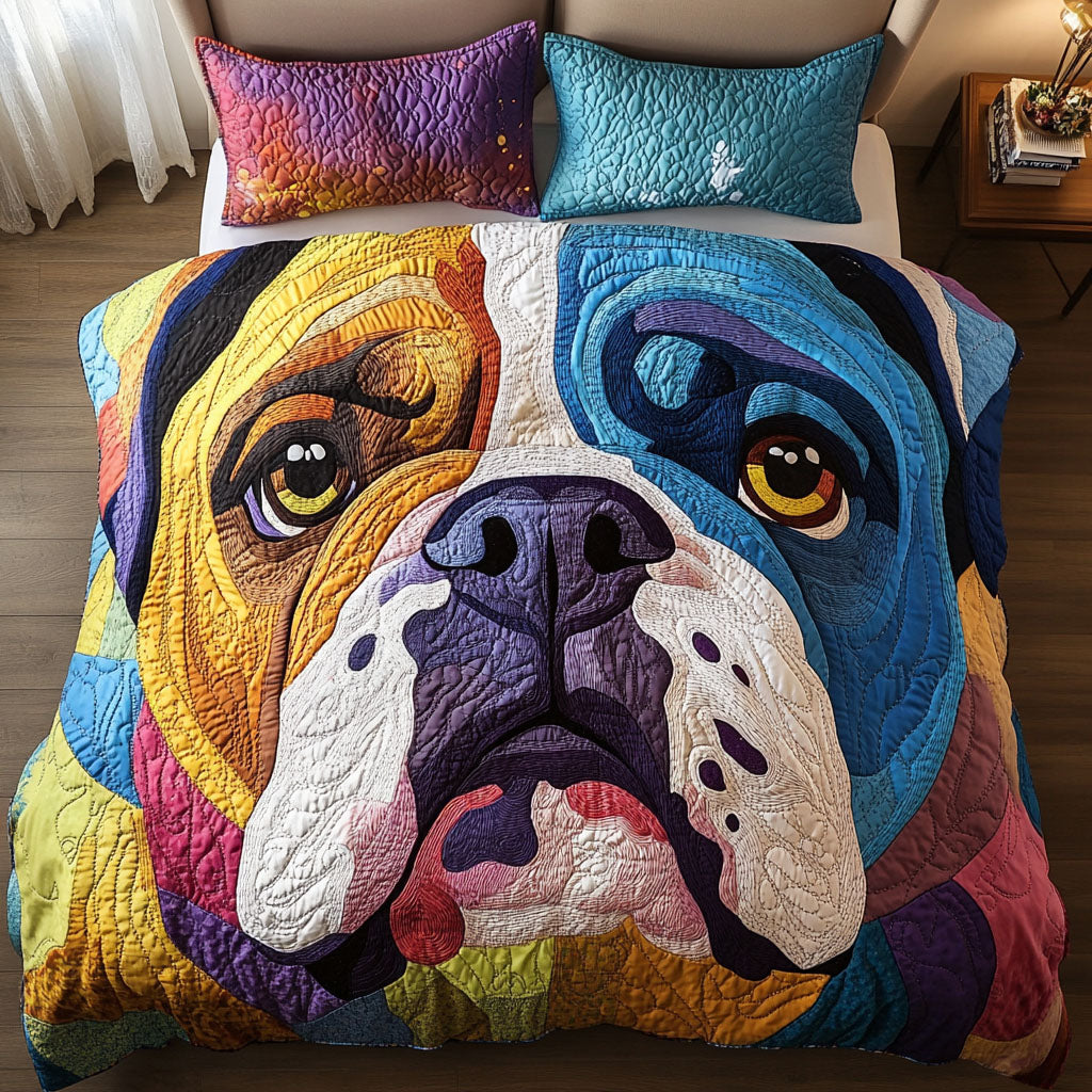 Bulldog Sketch World Quited Bedding Set Premium Duvet Cover Gift Set for Mom or Grandma