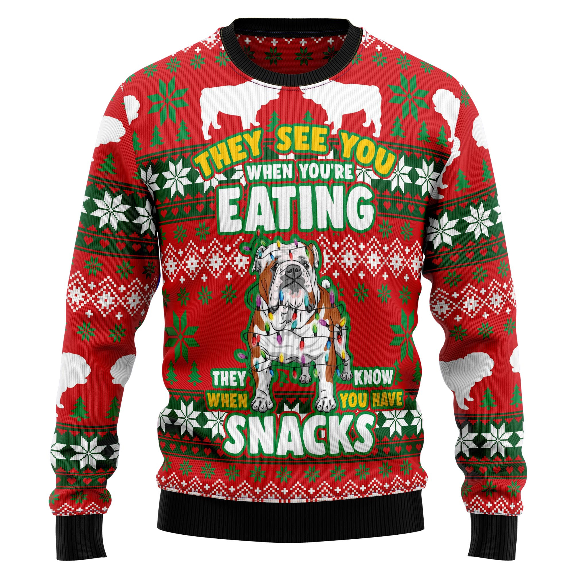 Bulldog Snacks Ugly Christmas Sweater