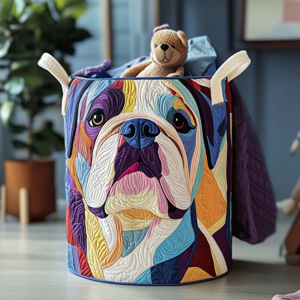 Bulldog Snuggle Time Quilted Laundry Basket Great Idea For New Home