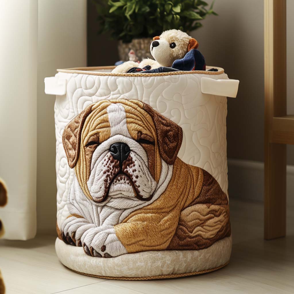 Bulldog Spirit Den Quilted Laundry Basket Thoughtful Housewarming Gift