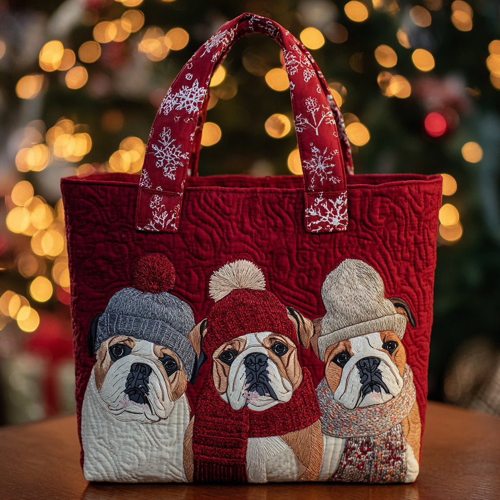 Bulldog Trio Quilted Tote Bag Gift Ideas For Dog Lovers