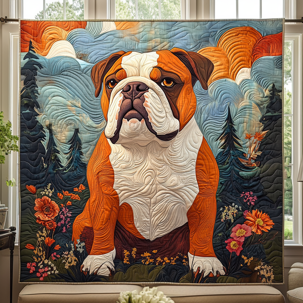 Bulldog Woodland Wonder Quilted Blanket Presents For Dog Lovers