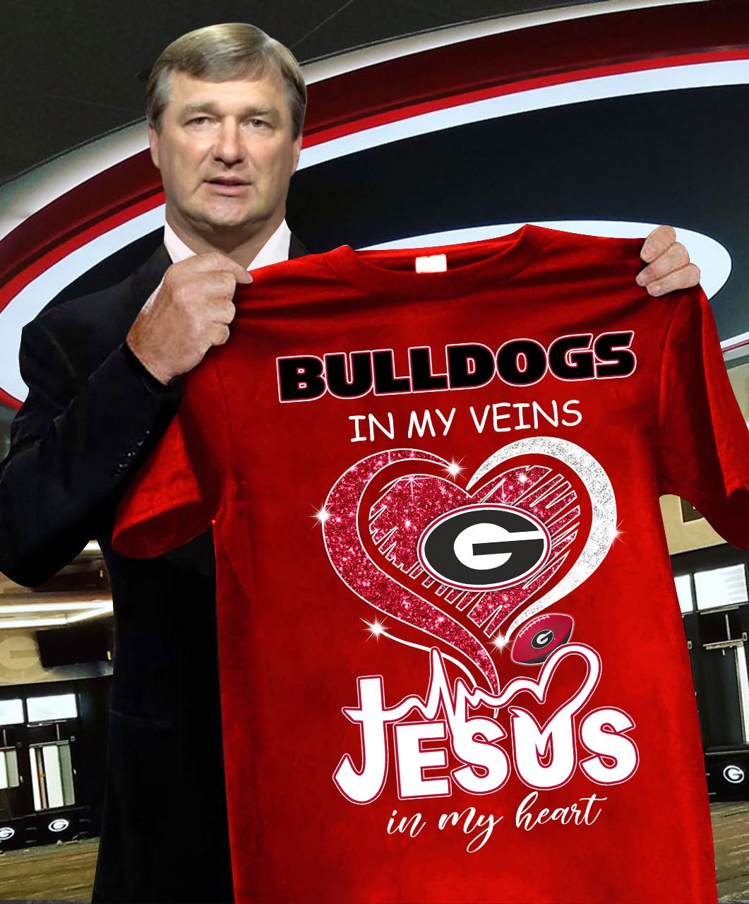 Bulldogs In My Veins Jesus In My Heart T-Shirt Gifts For Georgia Bulldogs Fans