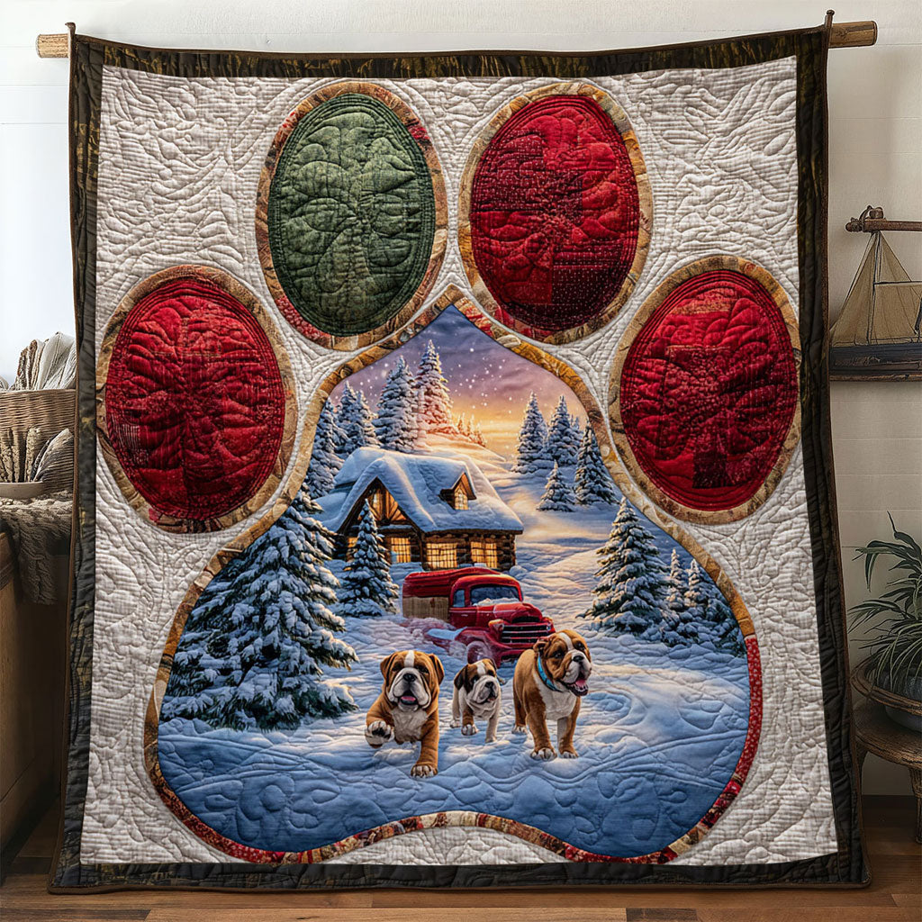 Bulldogs Paw Christmas Glow Quilt Blanket Winter Blanket French Bulldog Christmas Gifts