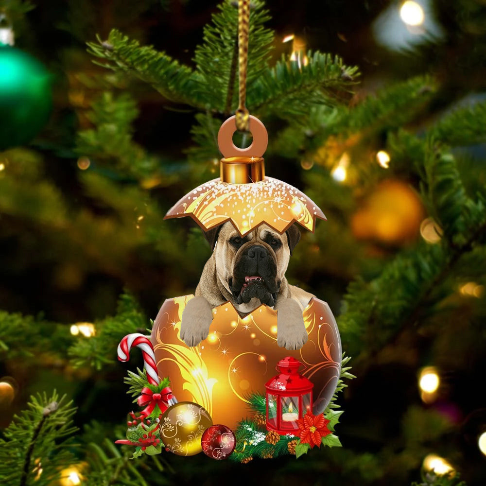 Bullmastiff In in Golden Egg Christmas Ornament Flat Acrylic Dog Ornament