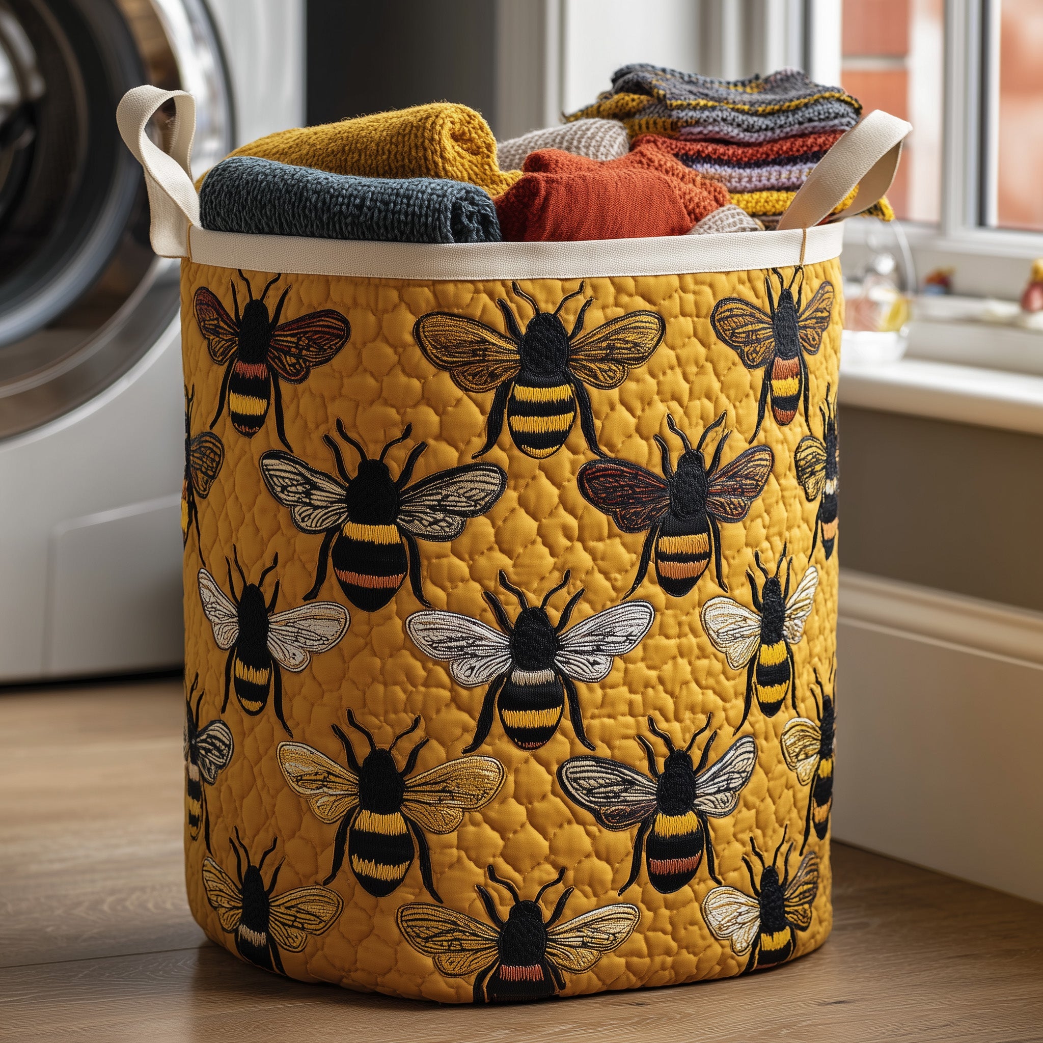 Bumble Bee Quilted Laundry Basket Top Choice For Housewarming