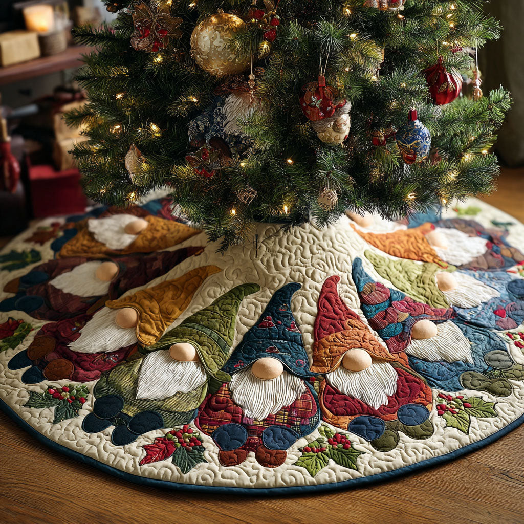 Bumble Buttons Christmas Quilted Tree Skirt Holiday Home Decor Christmas Gifts For Him