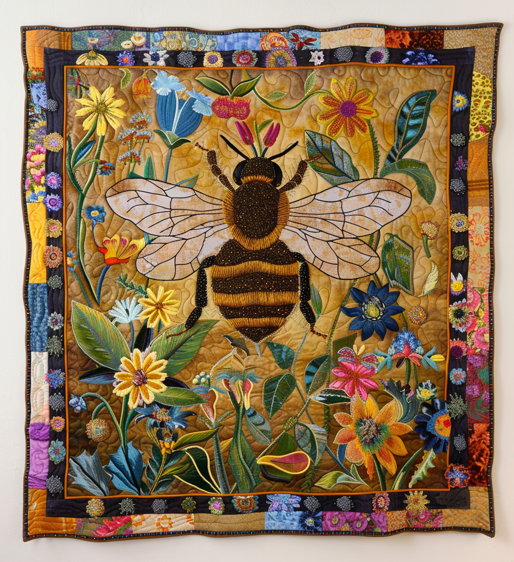Bumblebee Garden Quilted Blanket Cute Fuzzy Blankets