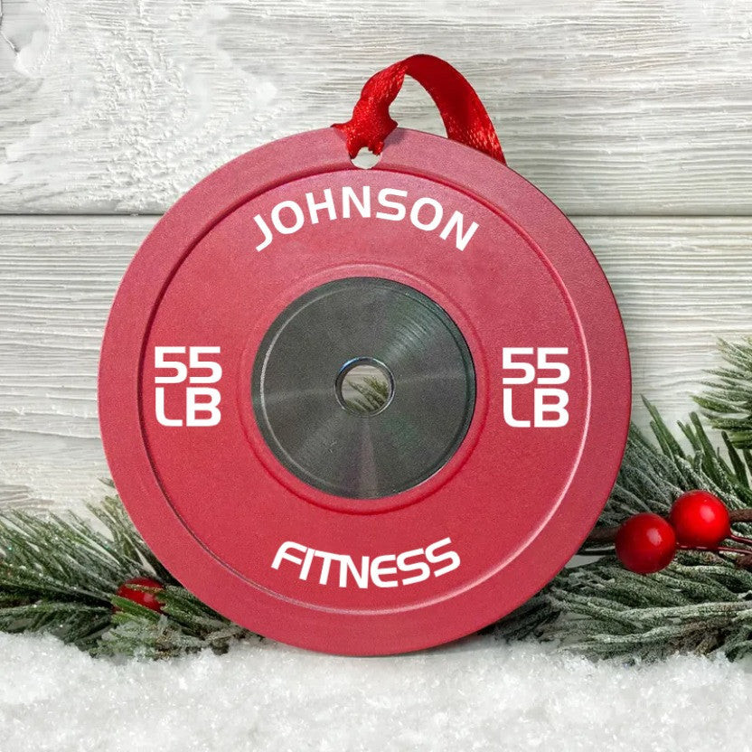 Bumper Plate  Personalized TwoSided Aluminum Ornament  Christmas Fitness Gym Weightlifting Gift For Gymer Weightlifters PTs