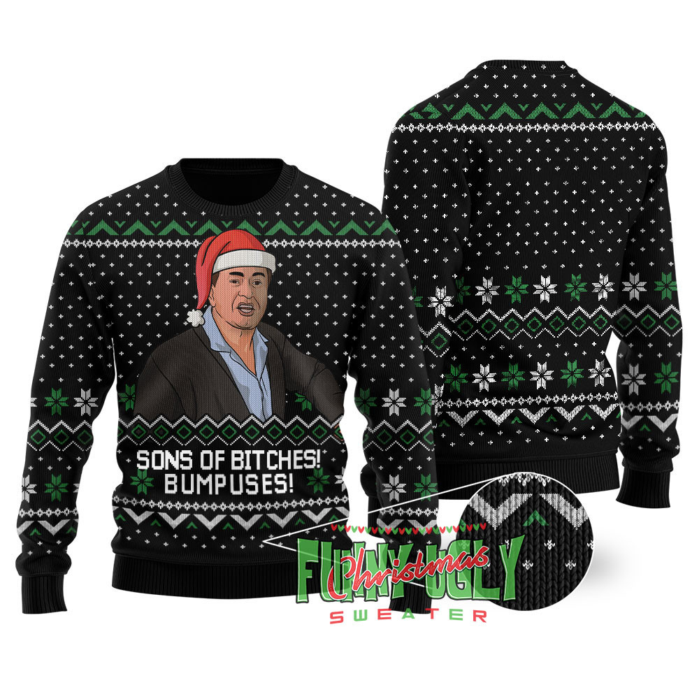 Bumpuses A Christmas Story Christmas Sweater Black Stylish Winter Sweatshirt for Everyday Wear
