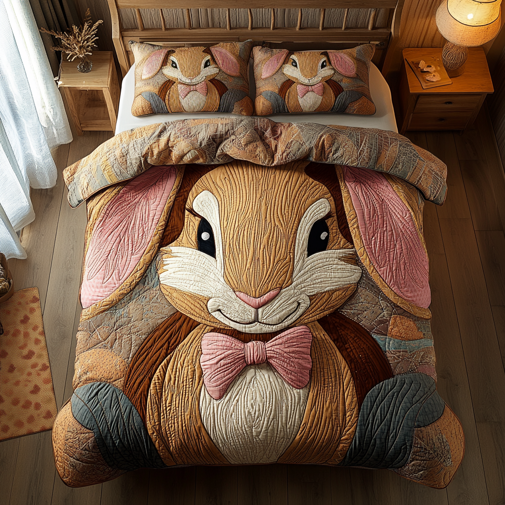 Bunny Bliss Quilted Bedding Set Bed Decorations Rabbit Gift Ideas For Her