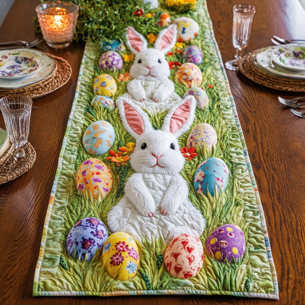 Bunny Bliss Quilted Table Runner He Is Risen Table Decor Unique Gifts For Family