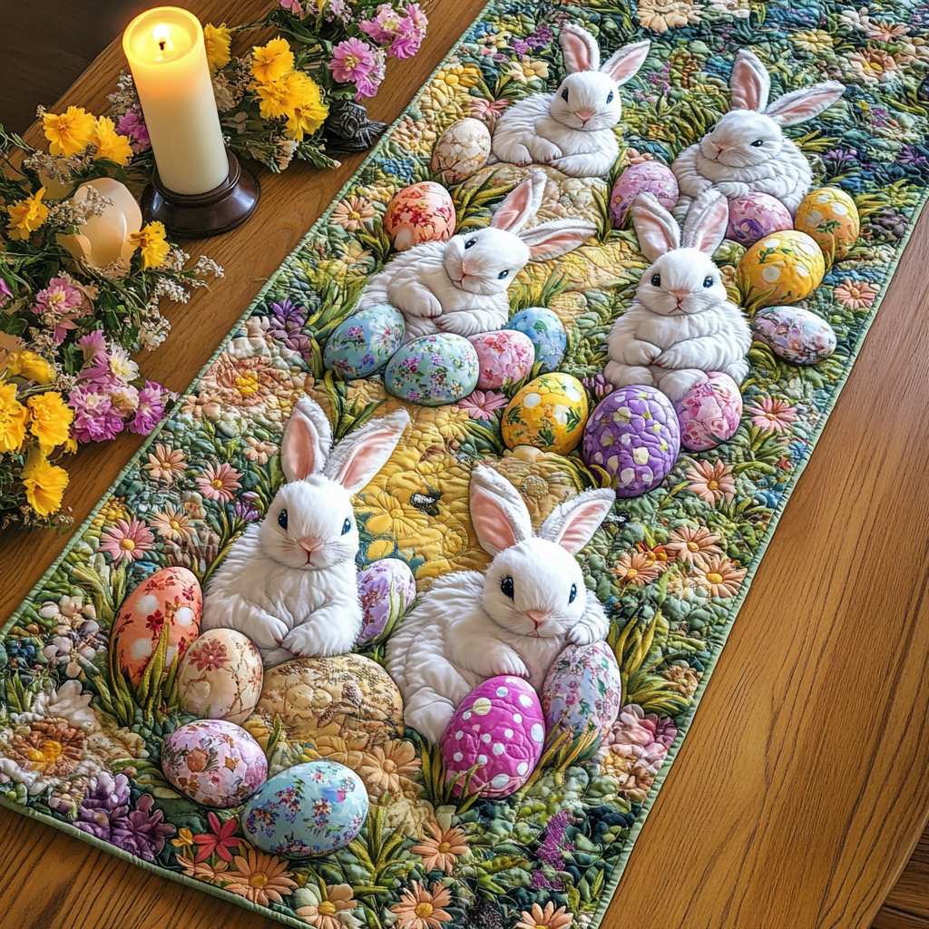 Bunny Bliss Quilted Table Runner Summer Table Runner Great Gifts For Mom