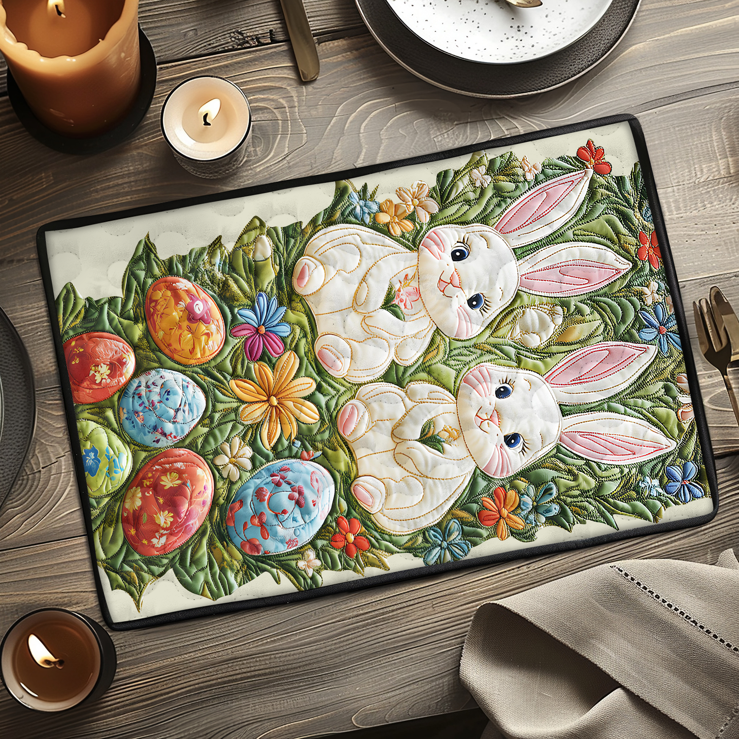 Bunny Bloom Quilted Place Mat Dining Room Decor Good Christmas Gifts For Boyfriend
