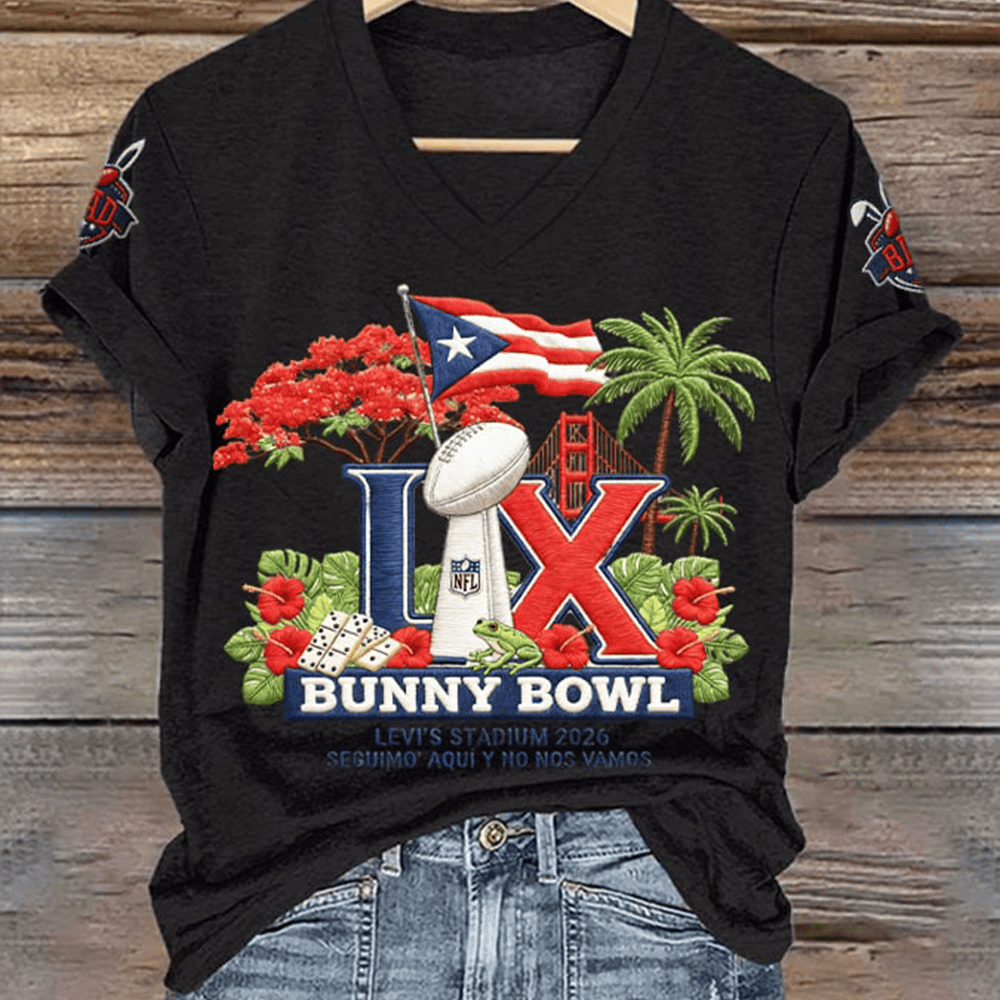 Bunny Bowl LX Bad Bunny V-Neck Shirt Bad Bunny Concert Clothes Best Fan Gifts