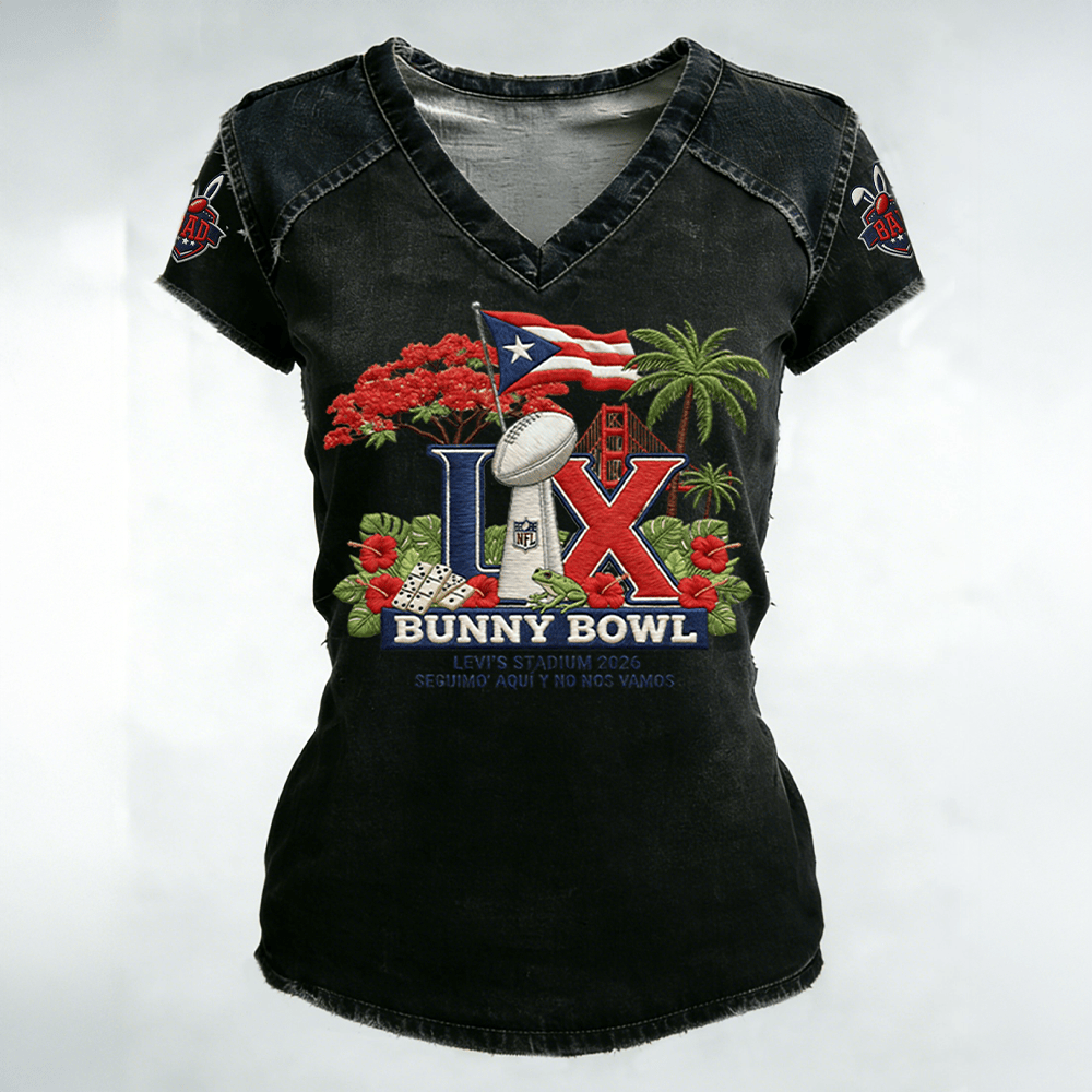 Bunny Bowl LX V-Neck Shirt Bad Bunny Super Bowl Halftime Show 2026 Shirt Mother Gift Ideas