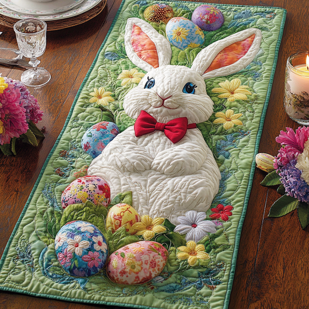 Bunny Green Haven Quilted Table Runner Easter Table Decor Ideas Best Friend Gift Ideas