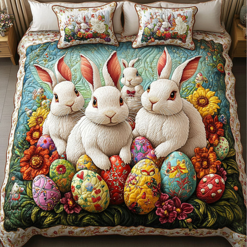 Bunny Haven Quilted Bedding Set Bed Decorations Modern Easter Gifts
