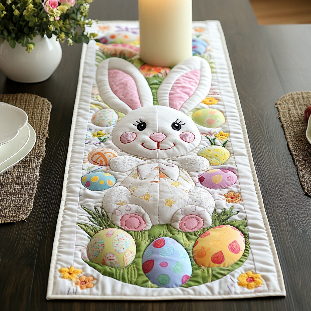 Bunny Meadow Quilted Table Runner Summer Table Runner Great Gifts For Mom