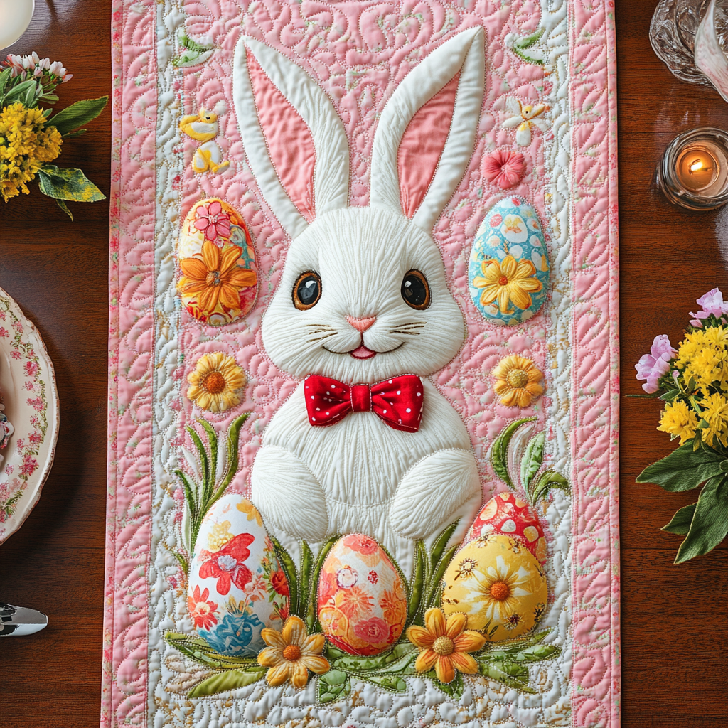 Bunny Pink Haven Quilted Table Runner Easter Table Ideas Gift Ideas For Friends