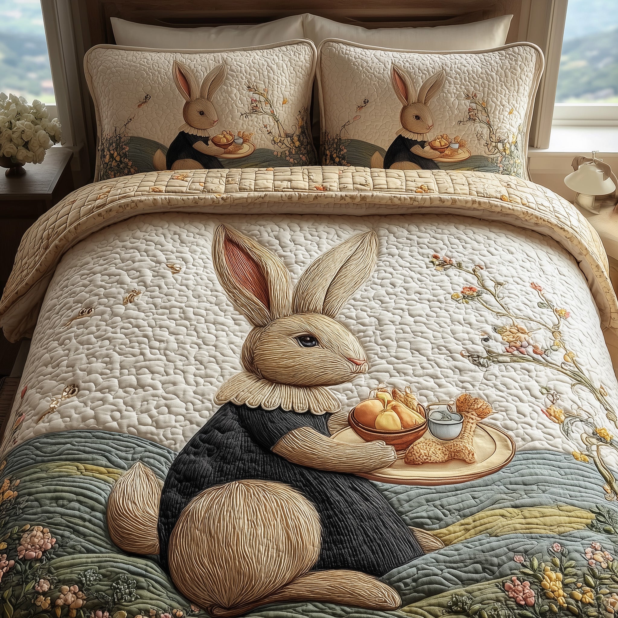 Bunny Quilted Bedding Set Classic Style