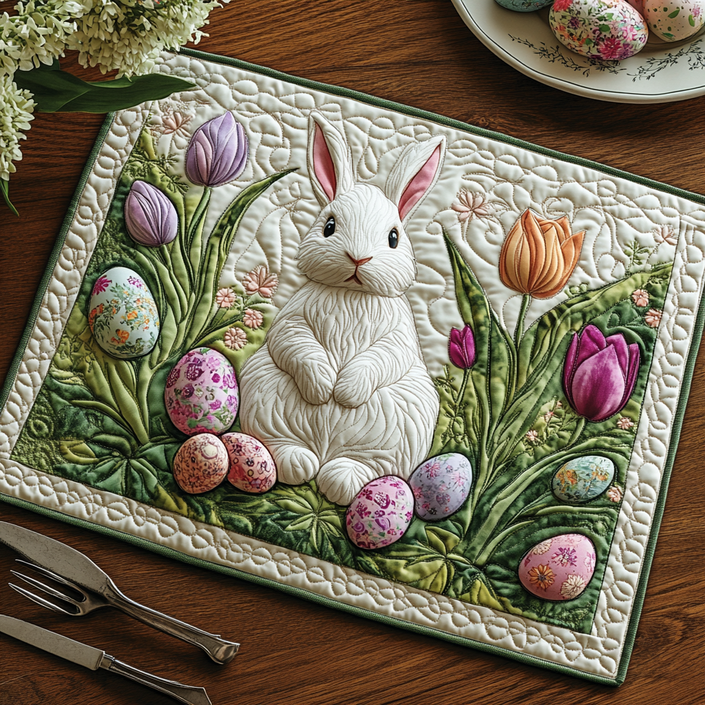 Bunny Trail Quilted Place Mat House Decor Items Easter Presents For Family